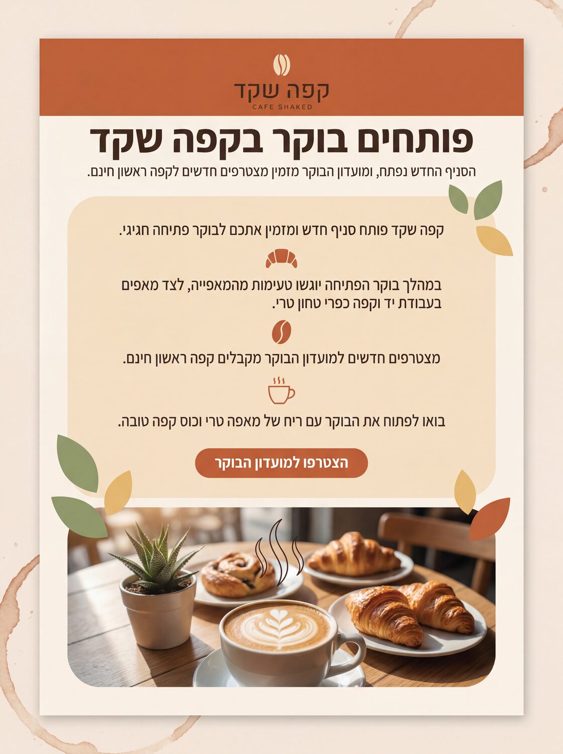קפה שקד — פלייר A4